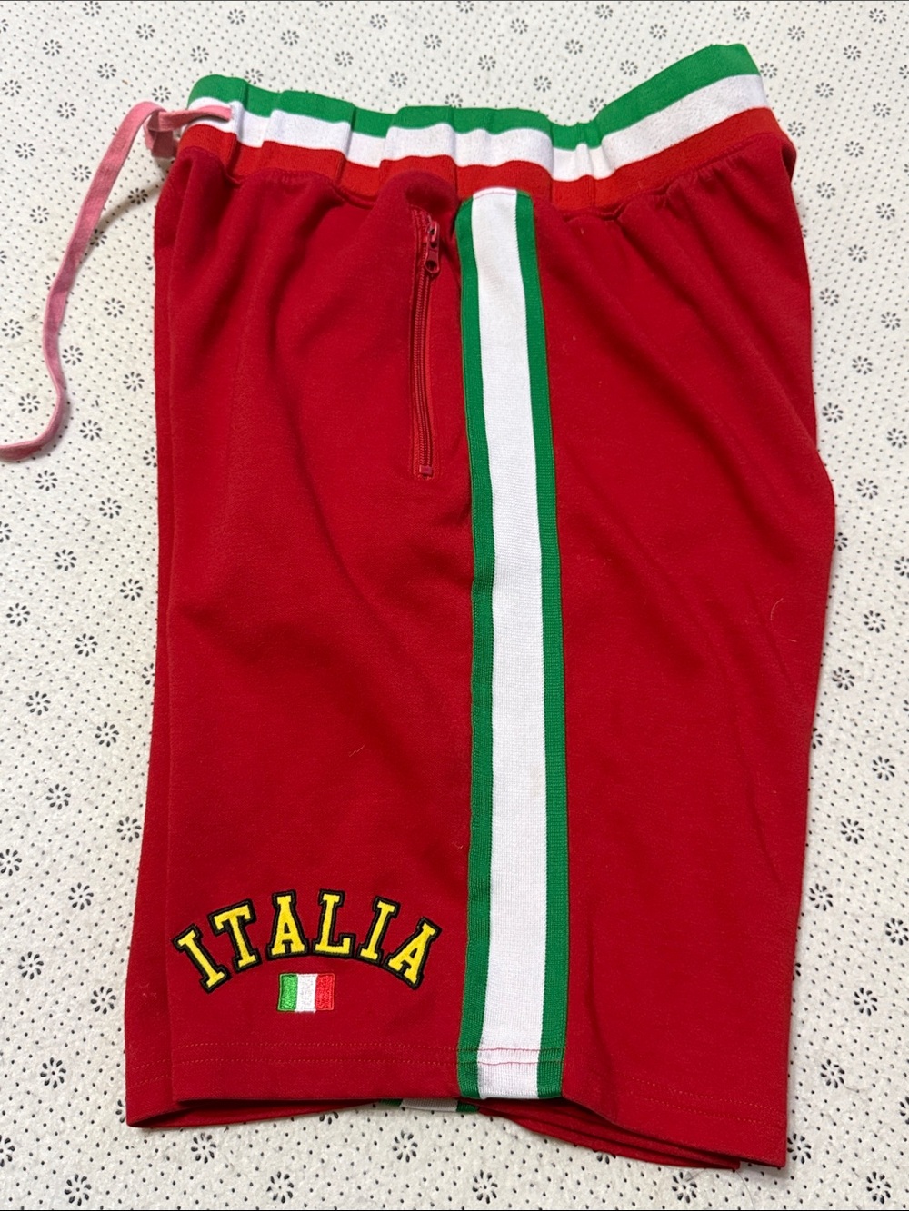Hudson Red Italia Men’s Athletic Shorts with Green & White Trim